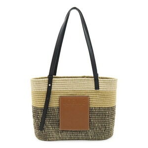Loewe Square Basket Shoulder Bag Leather Tan Black